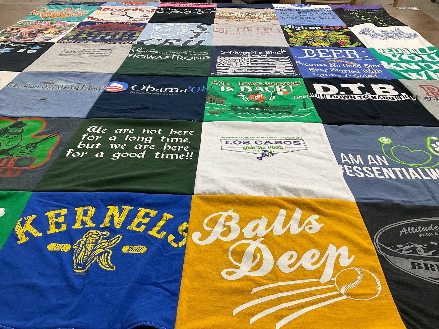 T-shirt quilt with politics, sports themes by Zach from CO
