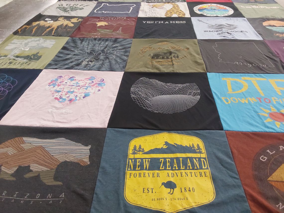 T-shirt quilt with travel, nature themes by Megan from AZ