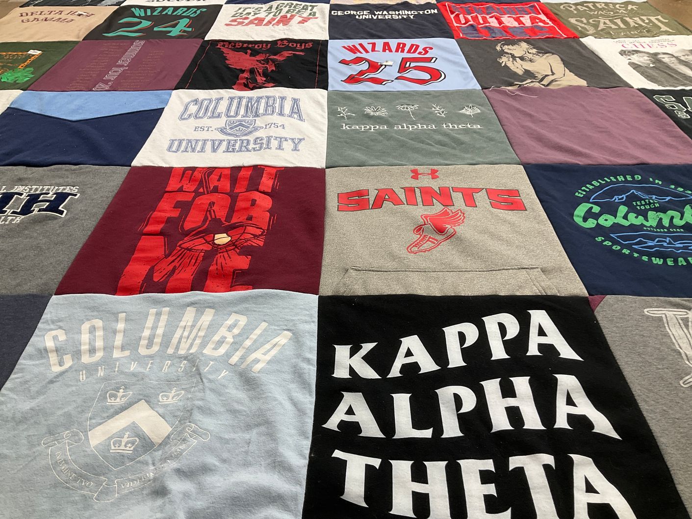 T-shirt quilt from columbia university, george washington university by Teresa from NY