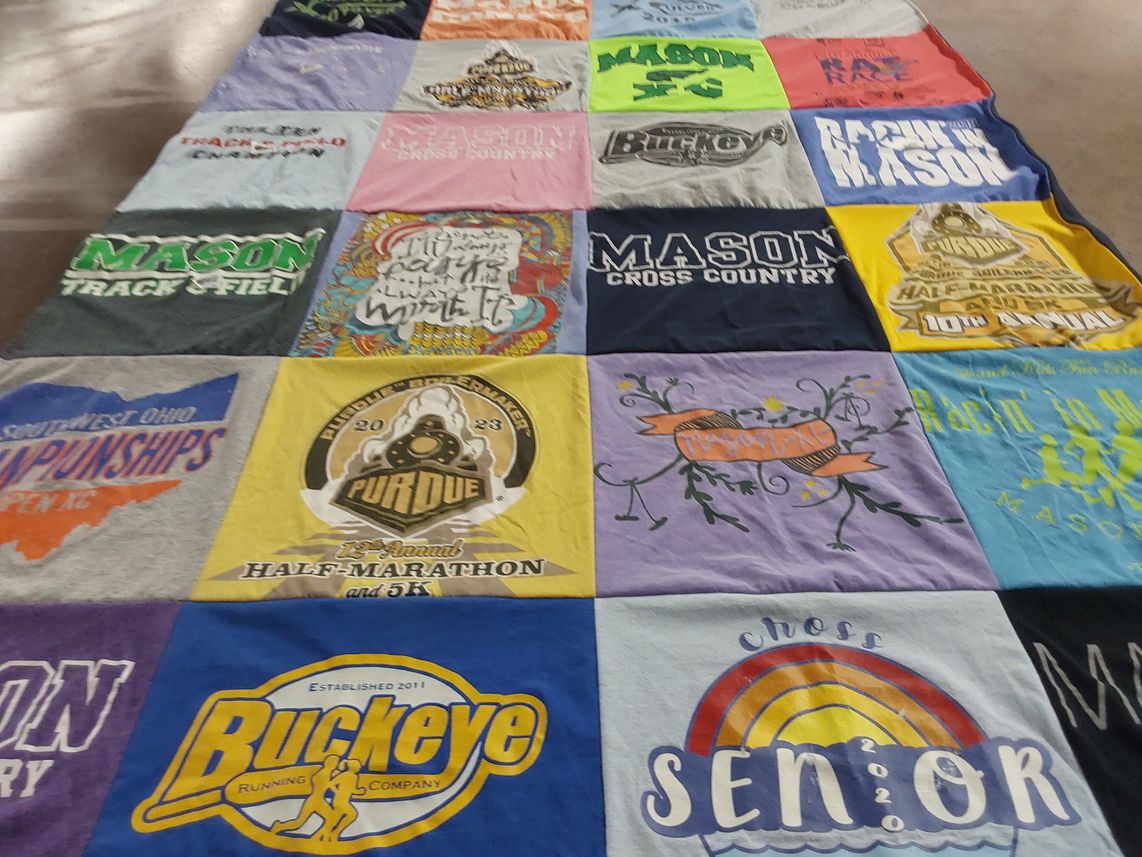 T-shirt quilt featuring mason middle school track and field, mason high school cross country by Catherine from IN