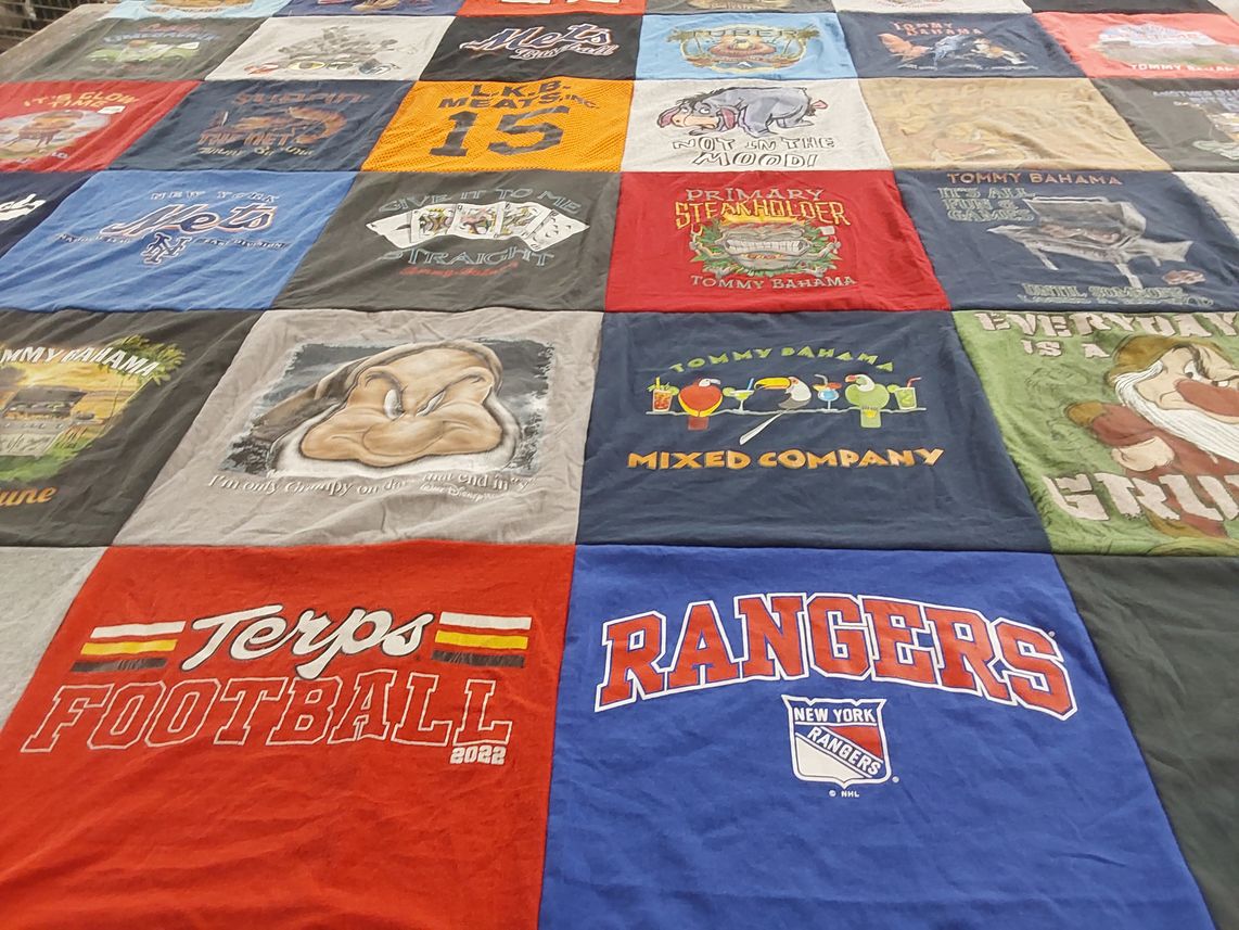 T-shirt quilt featuring university of maryland terrapins football, new york rangers by Samantha from NJ