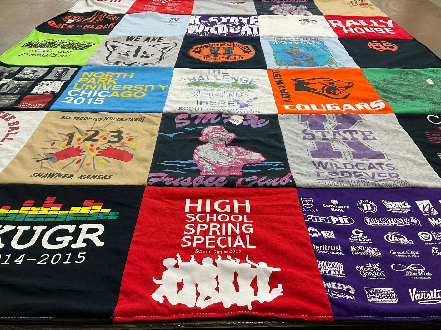 T-shirt quilt featuring kansas state wildcats, northeast cougars by Jana from KS