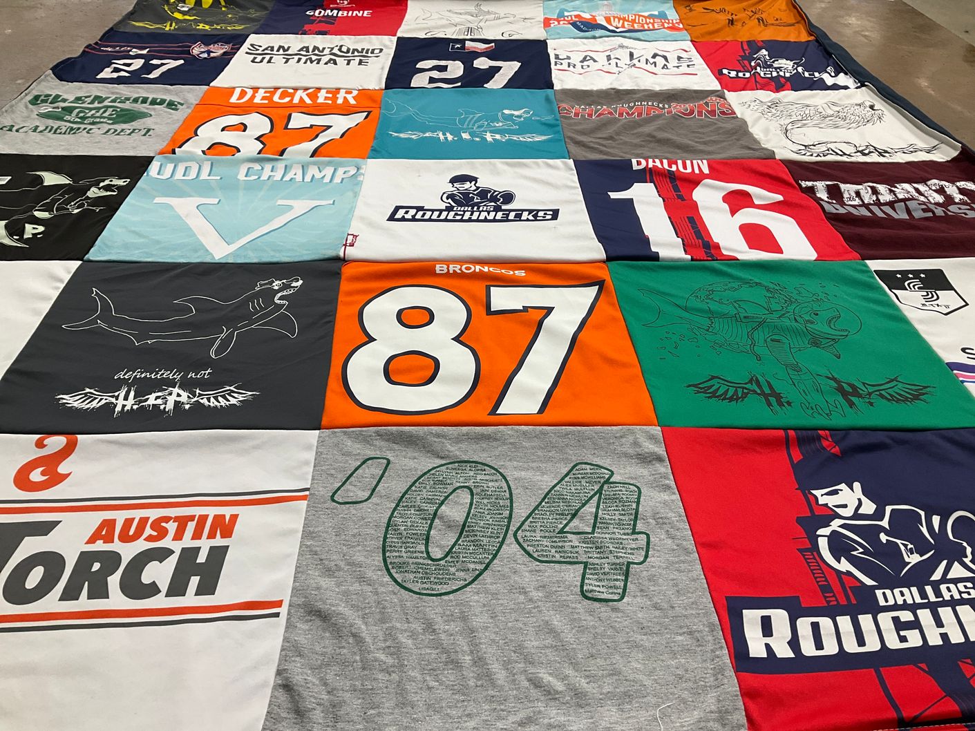 T-shirt quilt featuring dallas roughnecks by Laura from TX