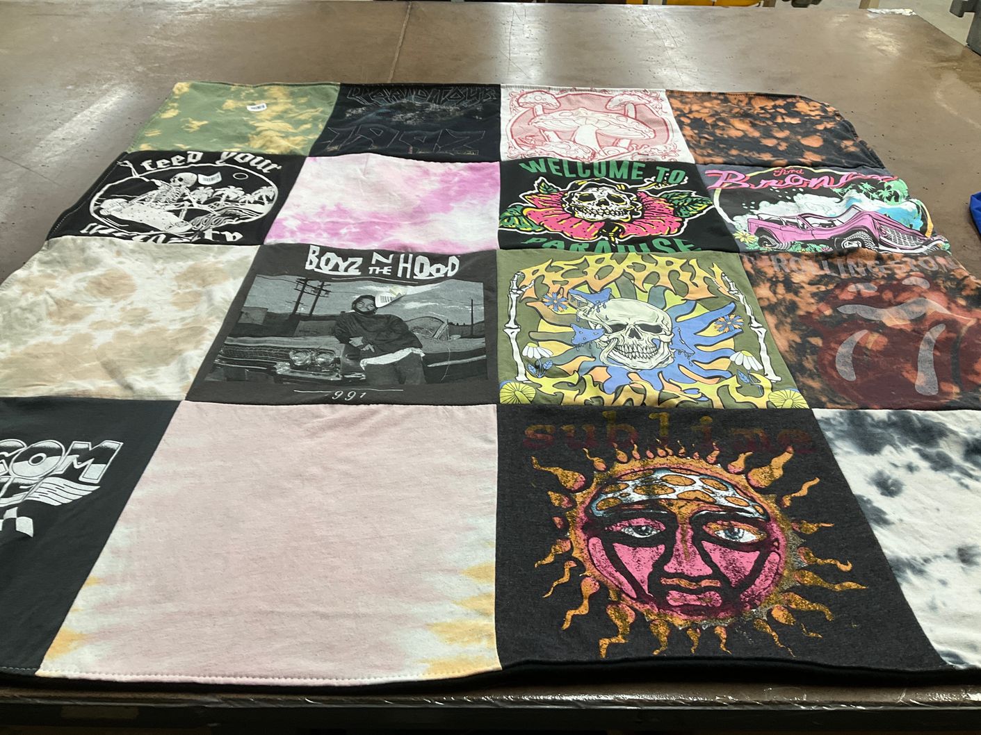 T-shirt quilt with hip hop, urban culture themes by Misty from CA