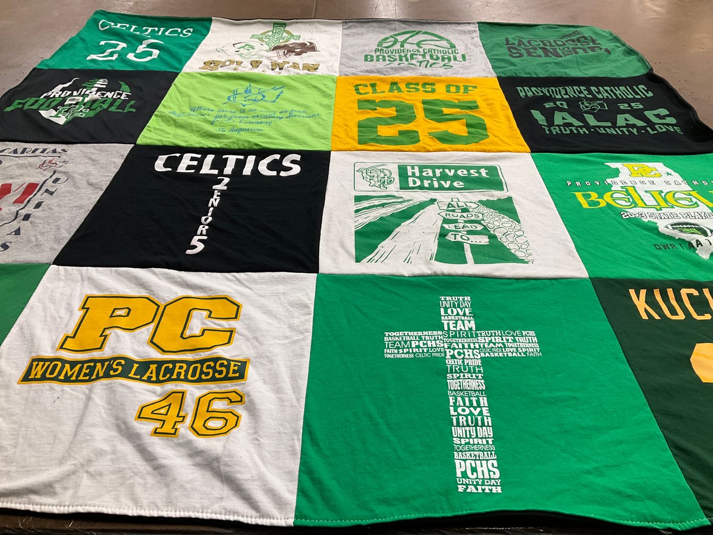 T-shirt quilt featuring providence catholic women's lacrosse, providence catholic celtics basketball by Joy from IN