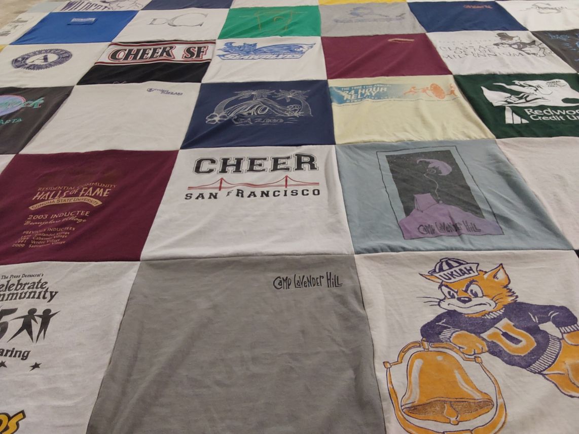 T-shirt quilt from california state university by Josiah from CA