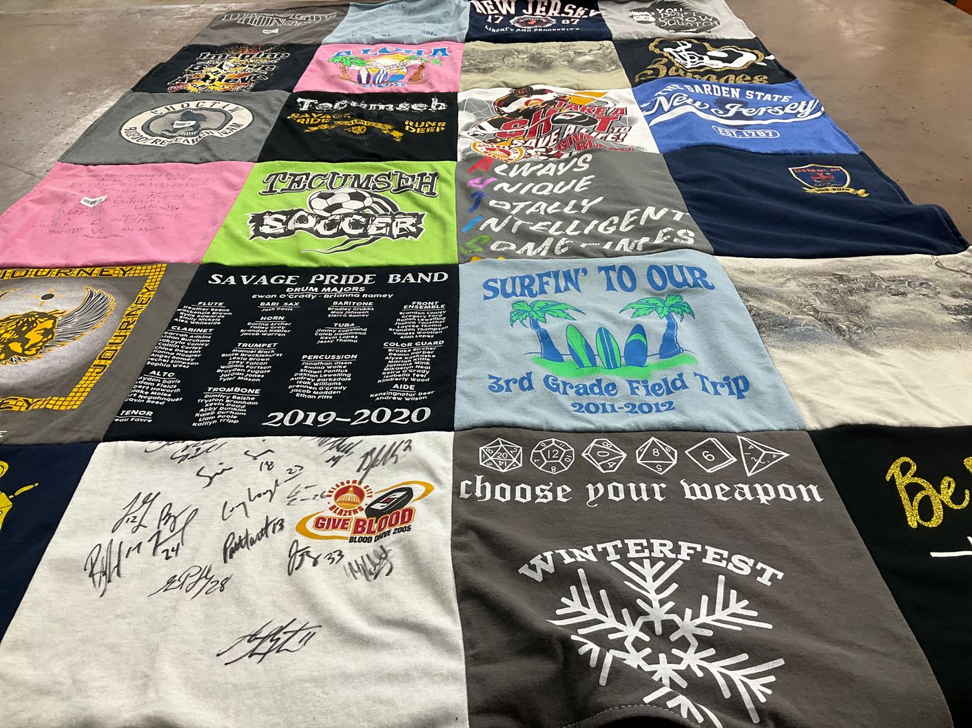 T-shirt quilt from tecumseh high school by Sarah from OK