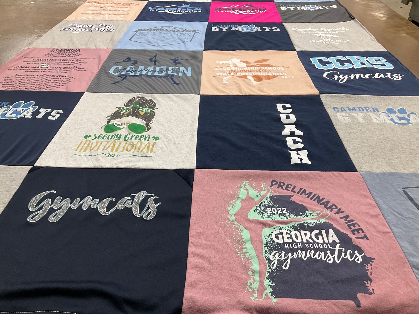 T-shirt quilt featuring camden gymcats by Catherine from GA