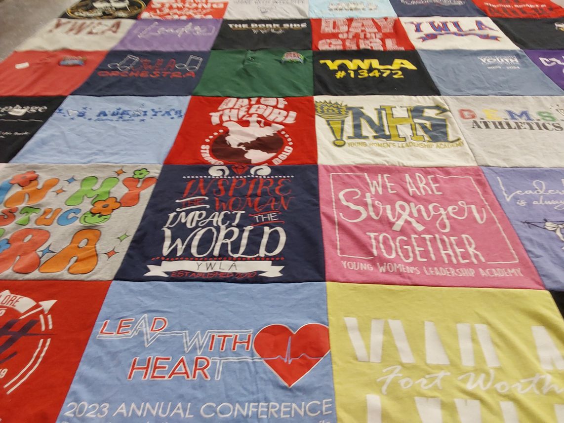 T-shirt quilt from young women's leadership academy by Kendra from TX