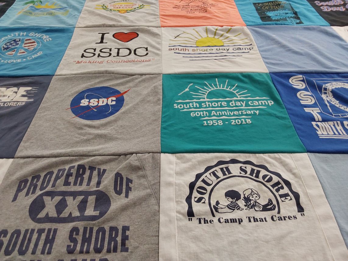 T-shirt quilt with camping, children's activities themes by David from NY