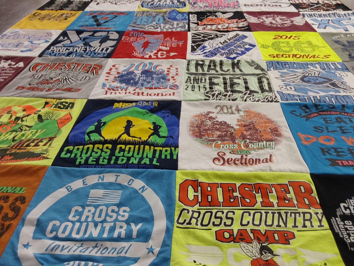T-shirt quilt featuring benton cross country, chester cross country by Jessica from IL