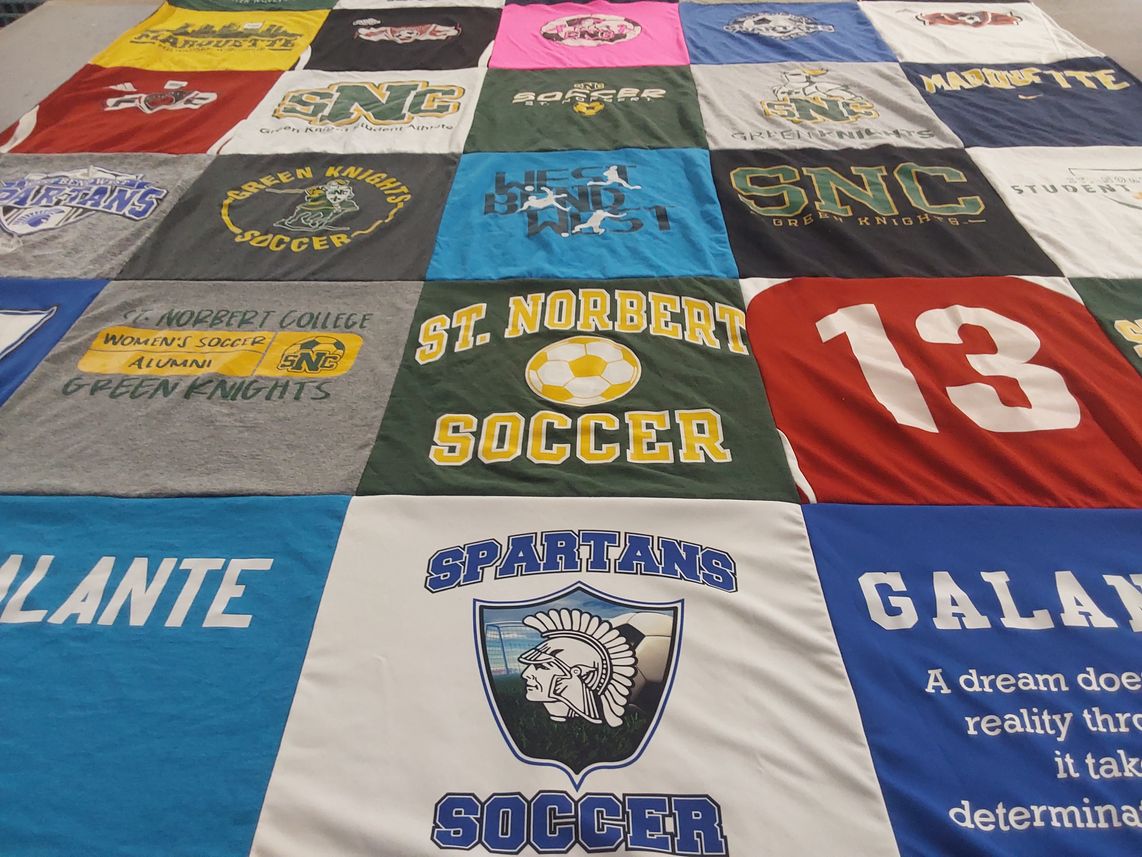 T-shirt quilt featuring st norbert college soccer, spartans soccer by Rhonda from WI