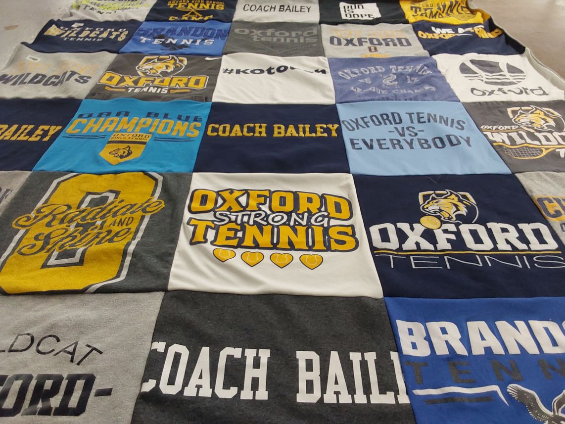 T-shirt quilt featuring oxford high school tennis team by Gayle from MI