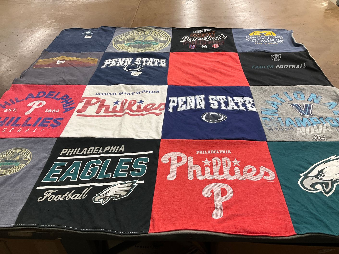 T-shirt quilt featuring philadelphia eagles football, philadelphia phillies by Lauren from PA