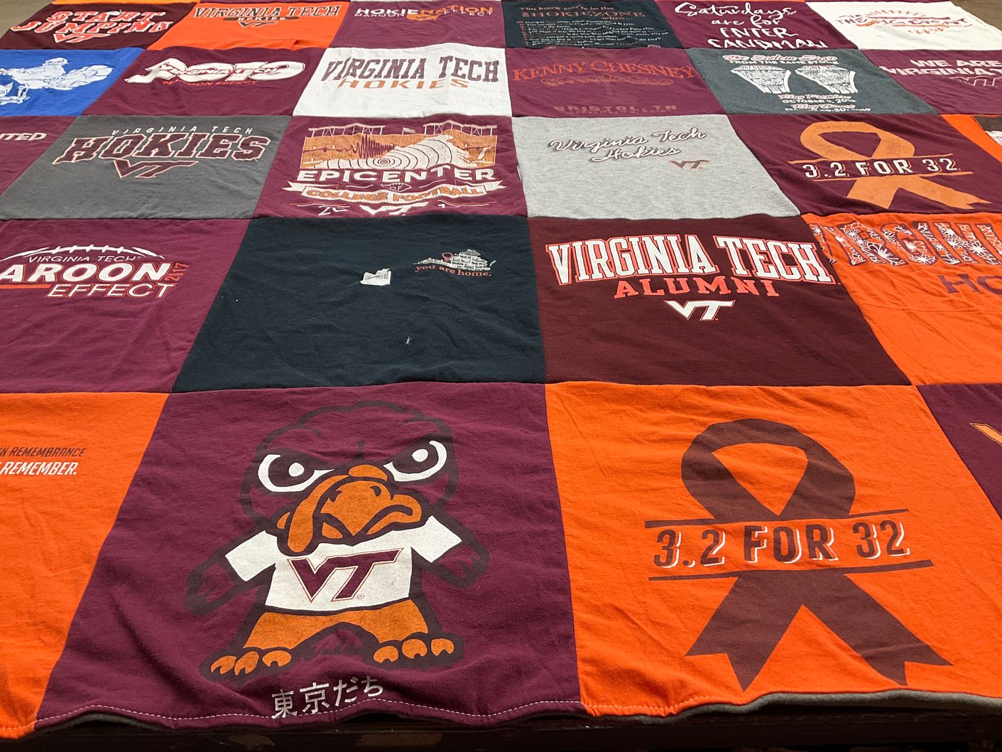 T-shirt quilt from virginia tech university by Isabel from VA