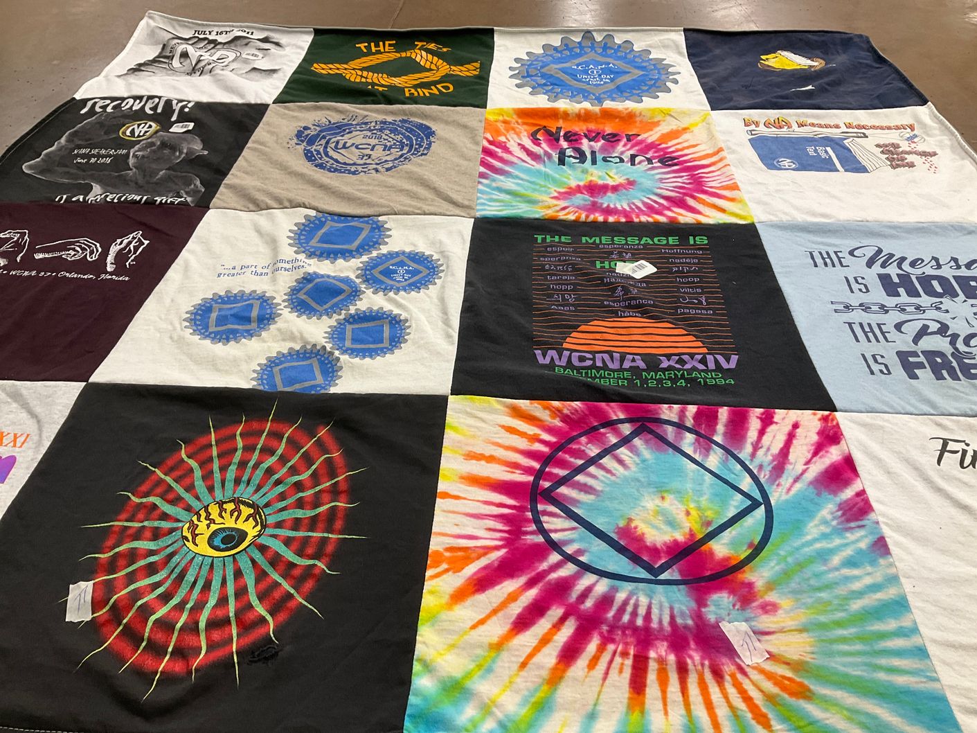 T-shirt quilt with addiction recovery, self-help themes by PETER from PA