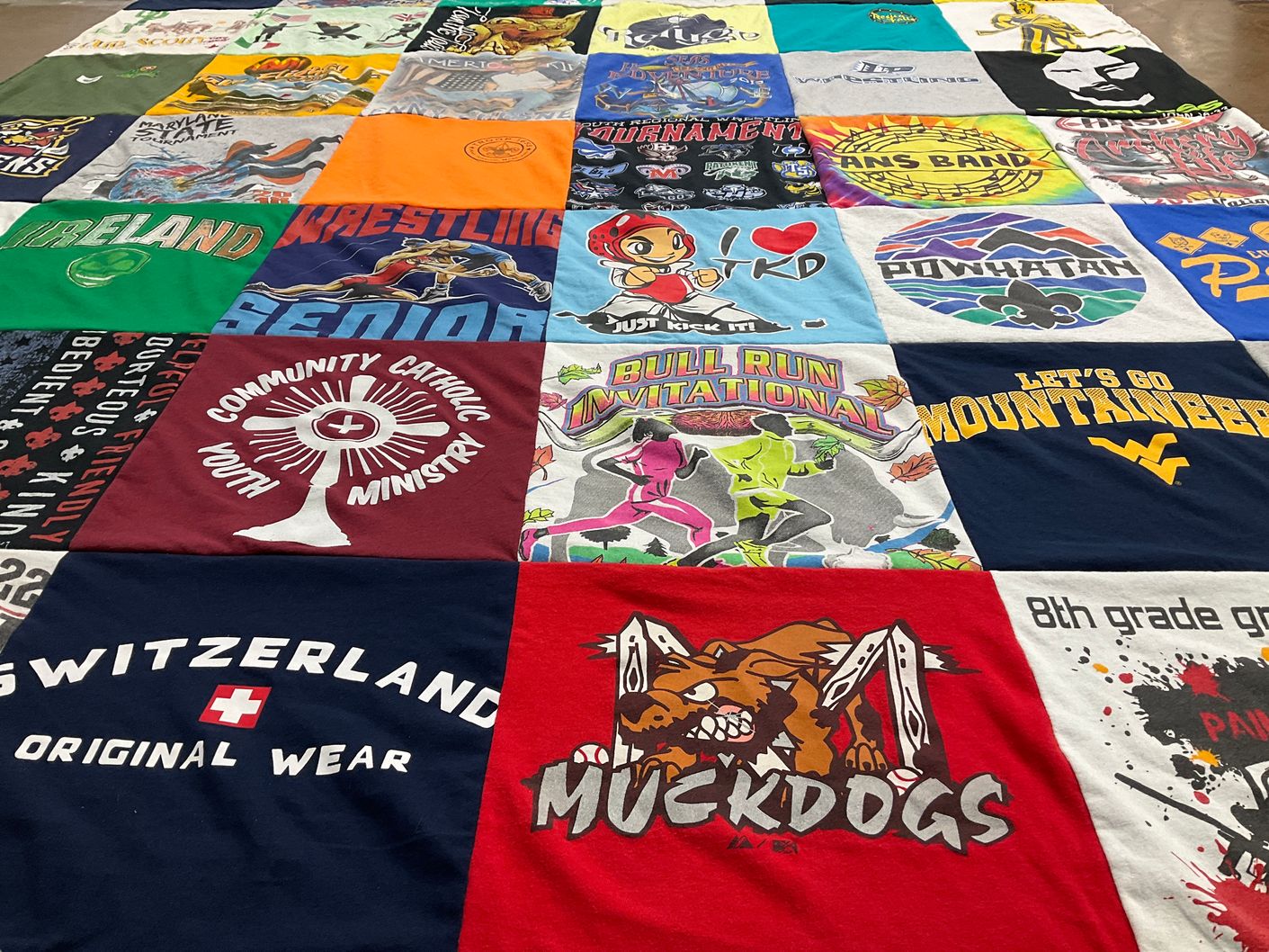 T-shirt quilt featuring muckdogs by Pamela from MD