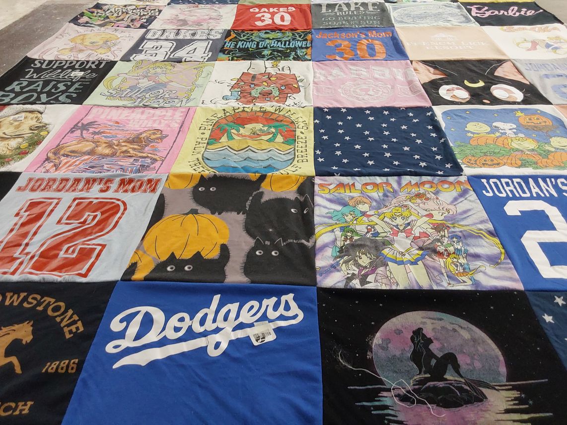 T-shirt quilt with animals, animation themes by Ashley from KY