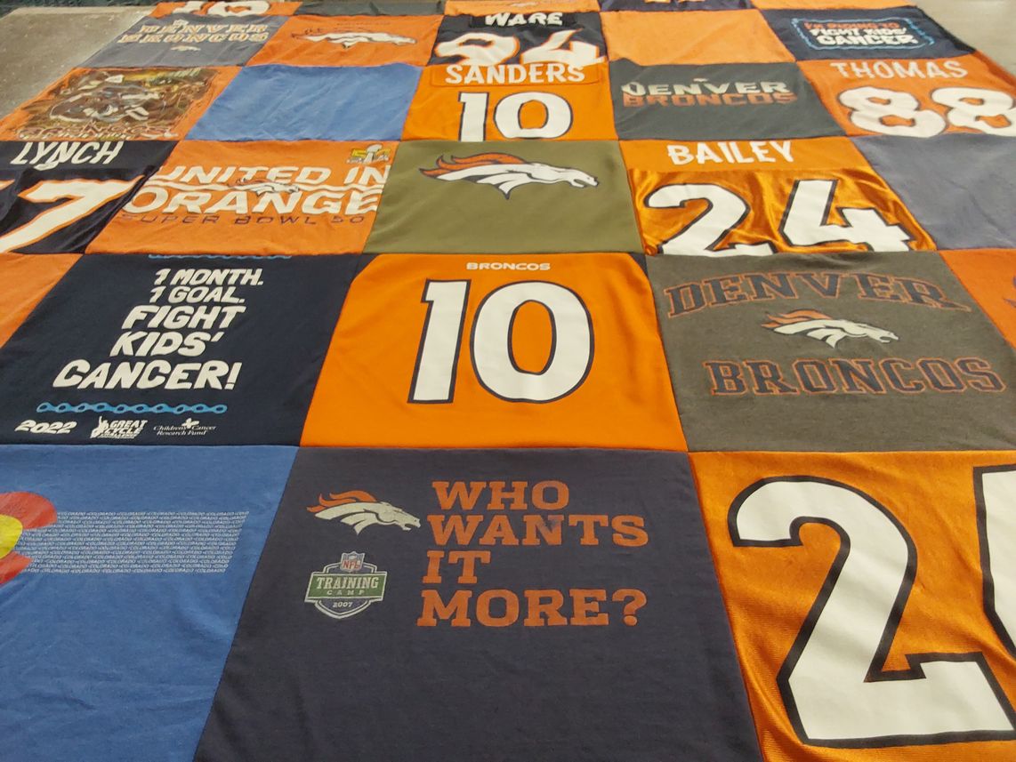 T-shirt quilt featuring denver broncos by Deborah from CA