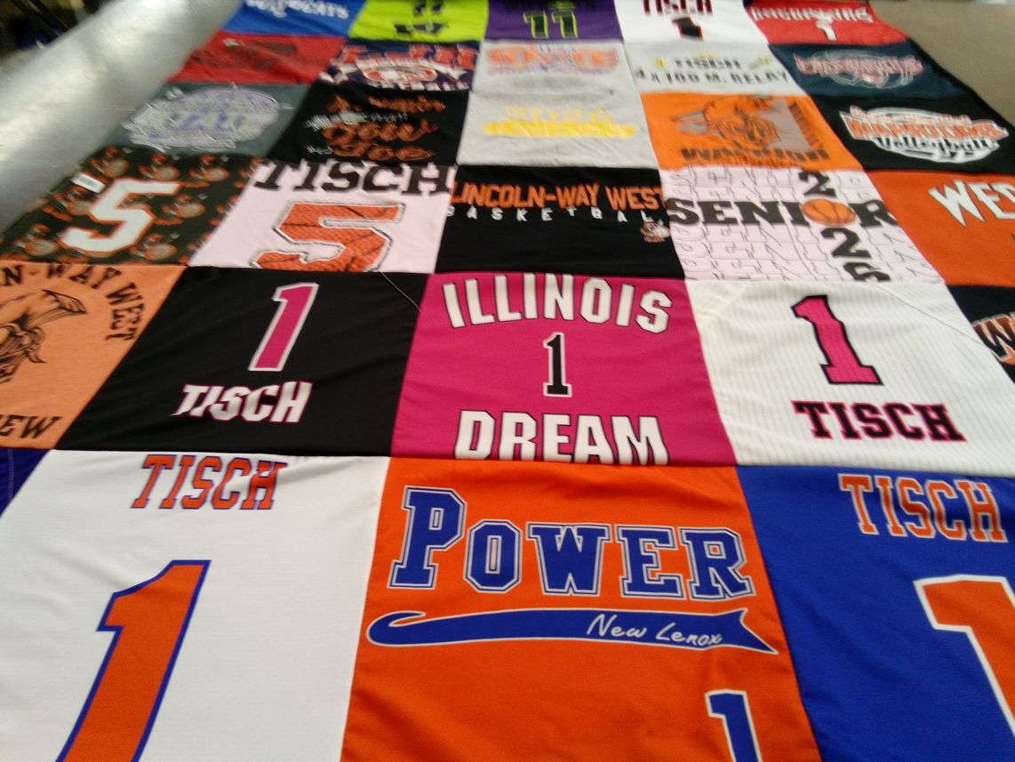 T-shirt quilt from lincoln-way west high school by Carrie from IL