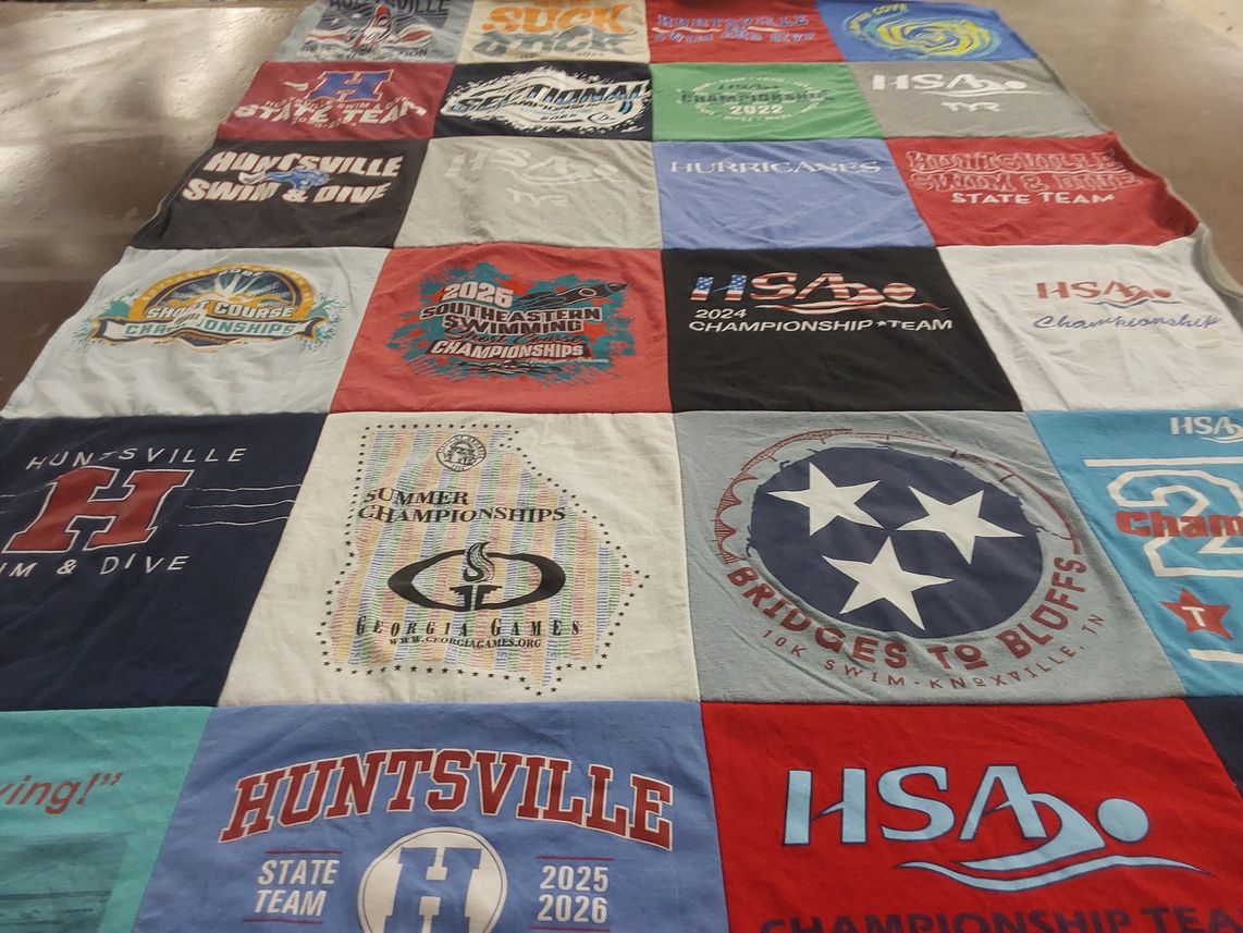 T-shirt quilt featuring huntsville swim and dive team by Katharine from AL