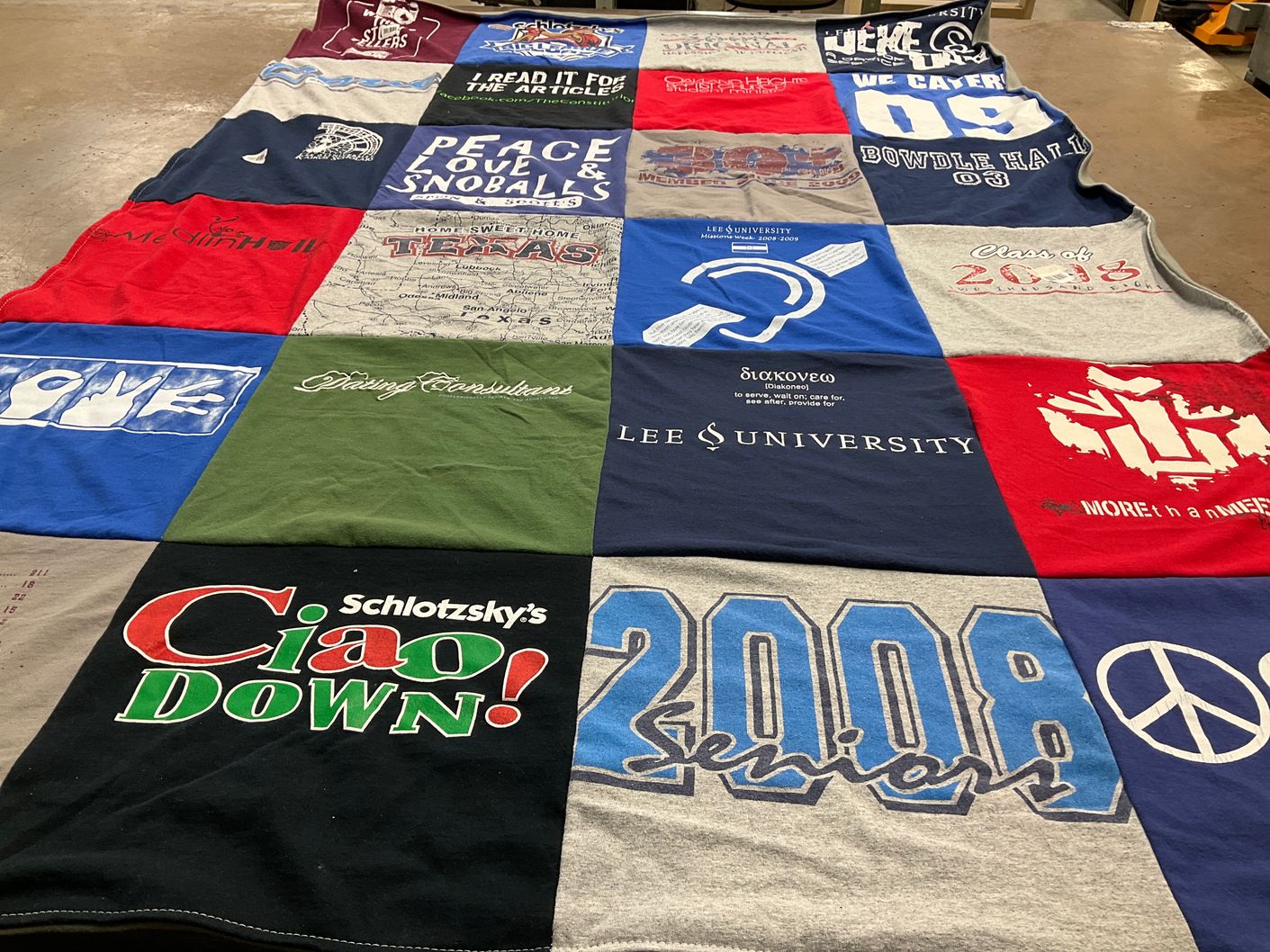 T-shirt quilt from lee university by Leslie from TX