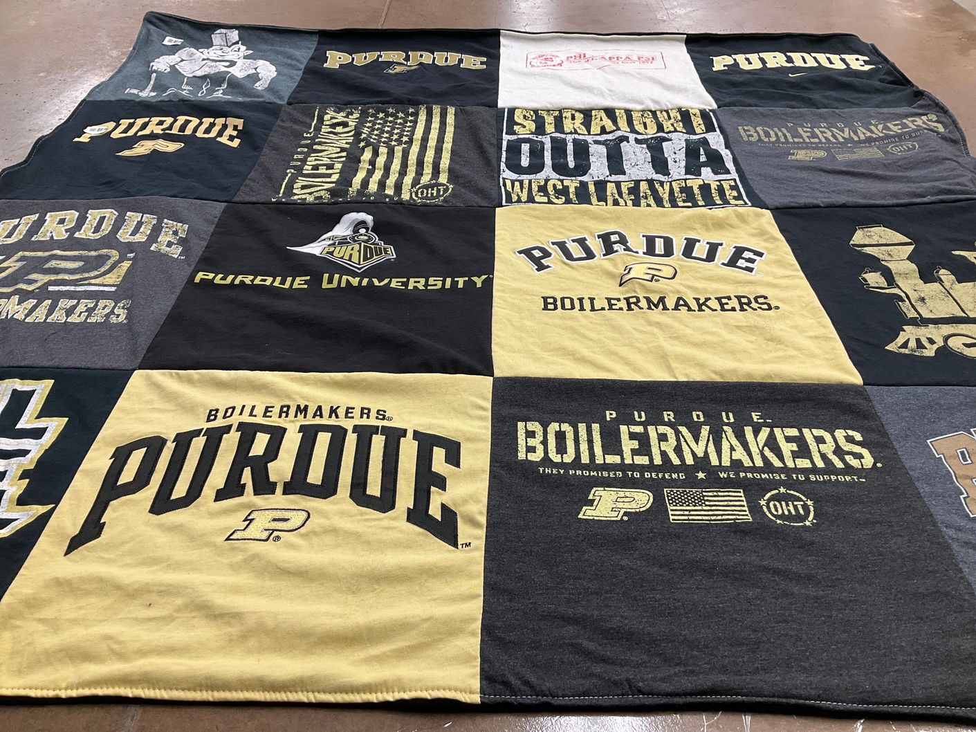 T-shirt quilt featuring purdue boilermakers by Erin from GA