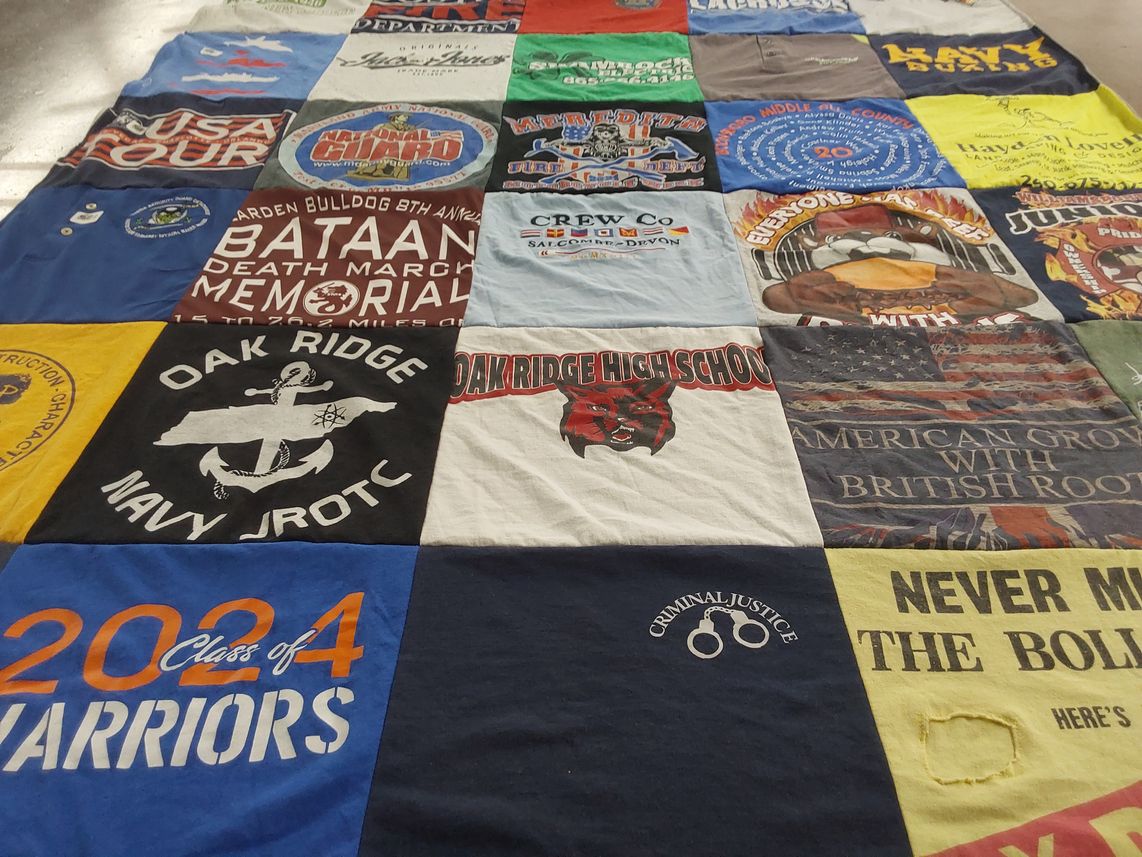 T-shirt quilt from oak ridge high school by Vicki from TN