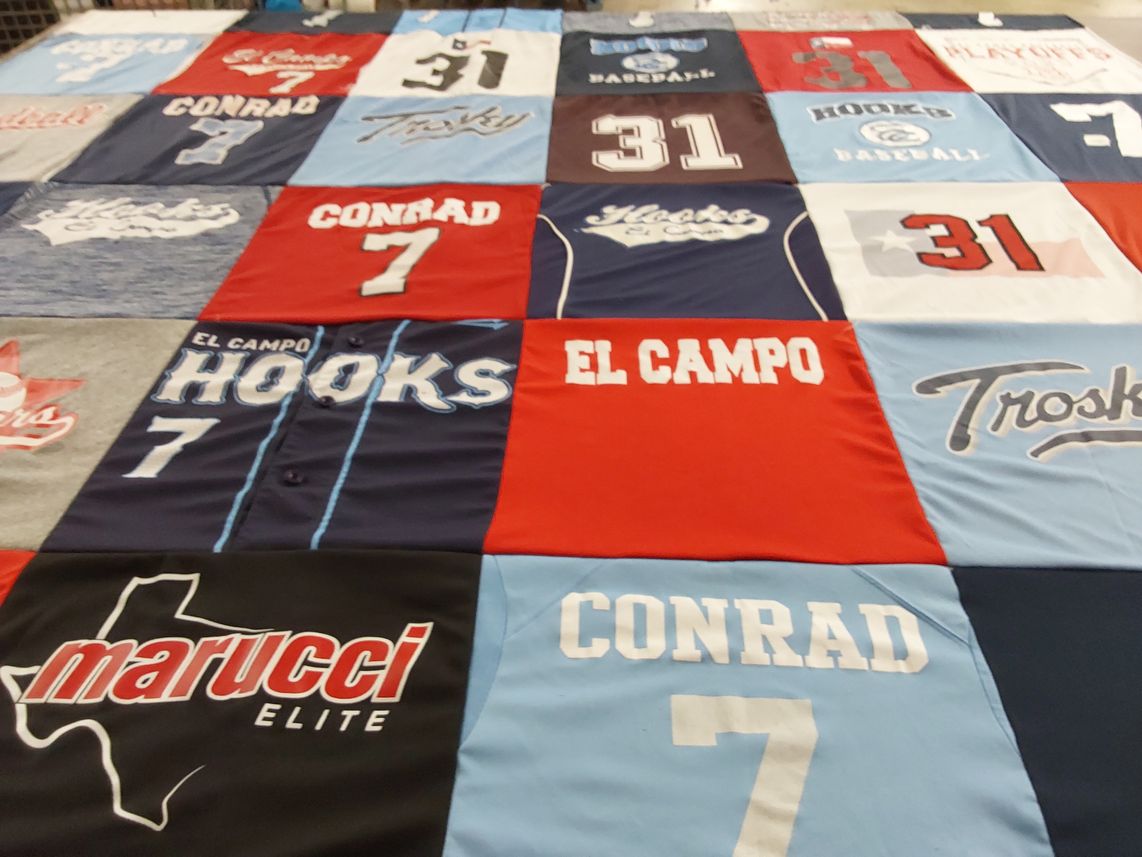 T-shirt quilt featuring el campo hooks, conrad high school by Liz from TX