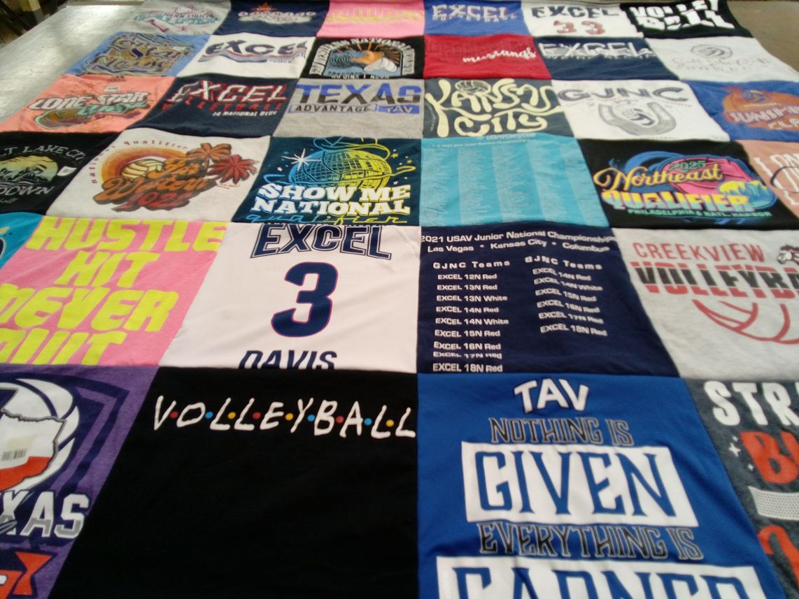 T-shirt quilt featuring tav volleyball by Christine from TX