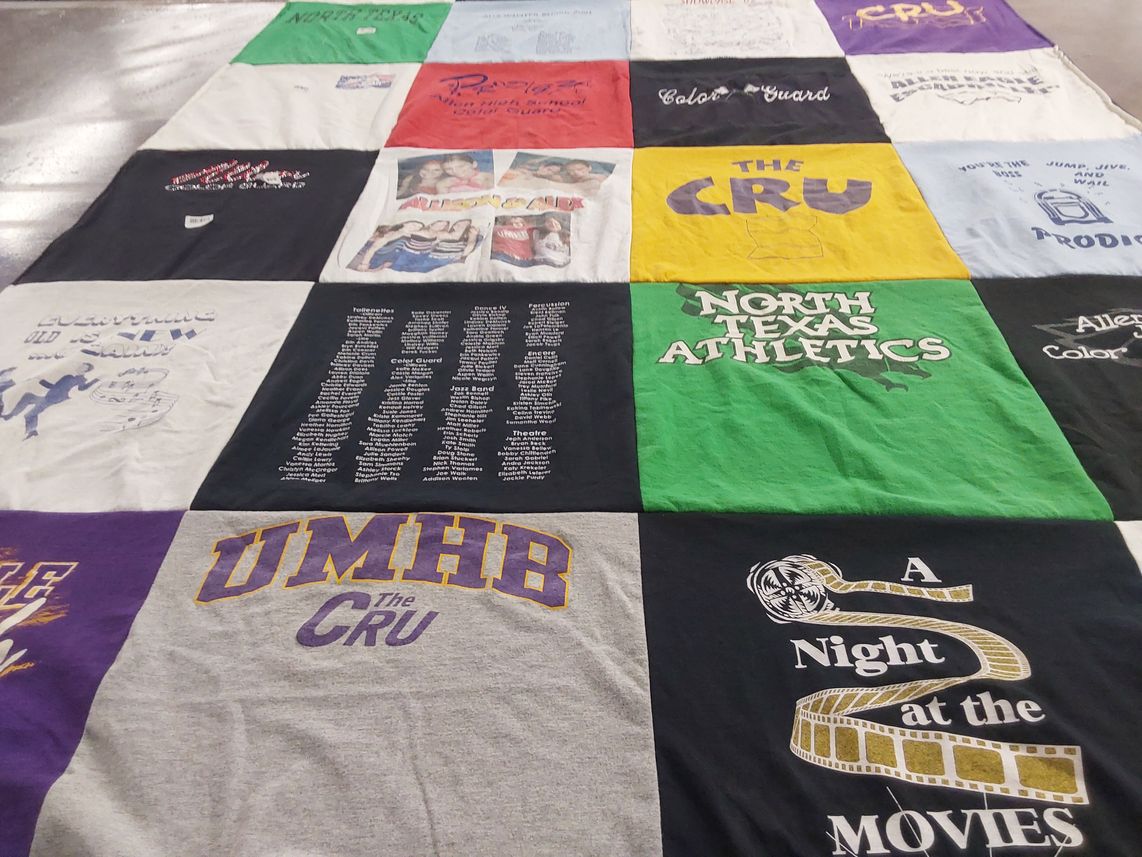 T-shirt quilt from university of mary hardin-baylor by Moira from TX