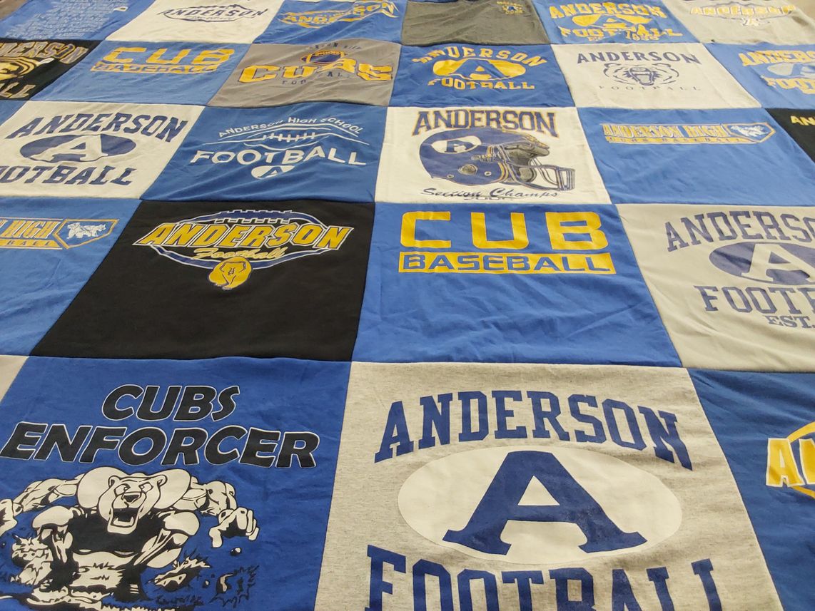 T-shirt quilt from anderson high school by Tracy from CA