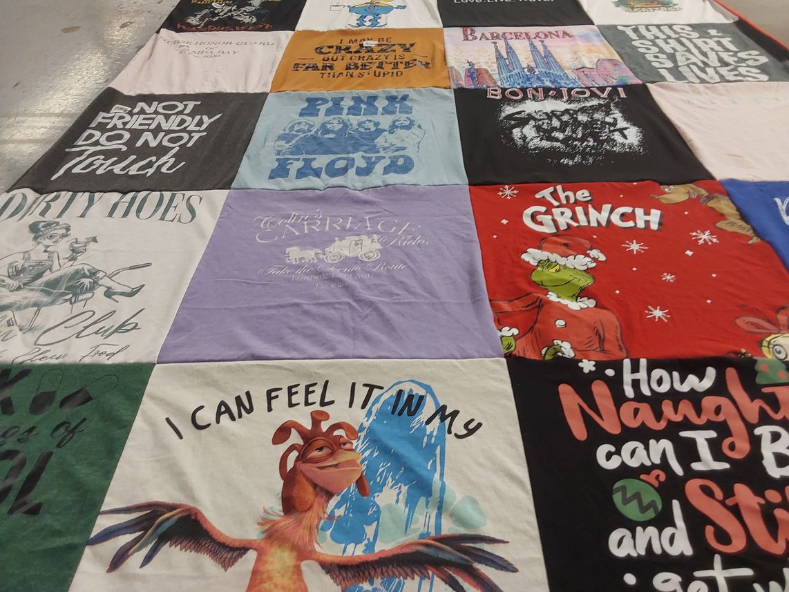 T-shirt quilt with music, animation themes by Cynthia from FL