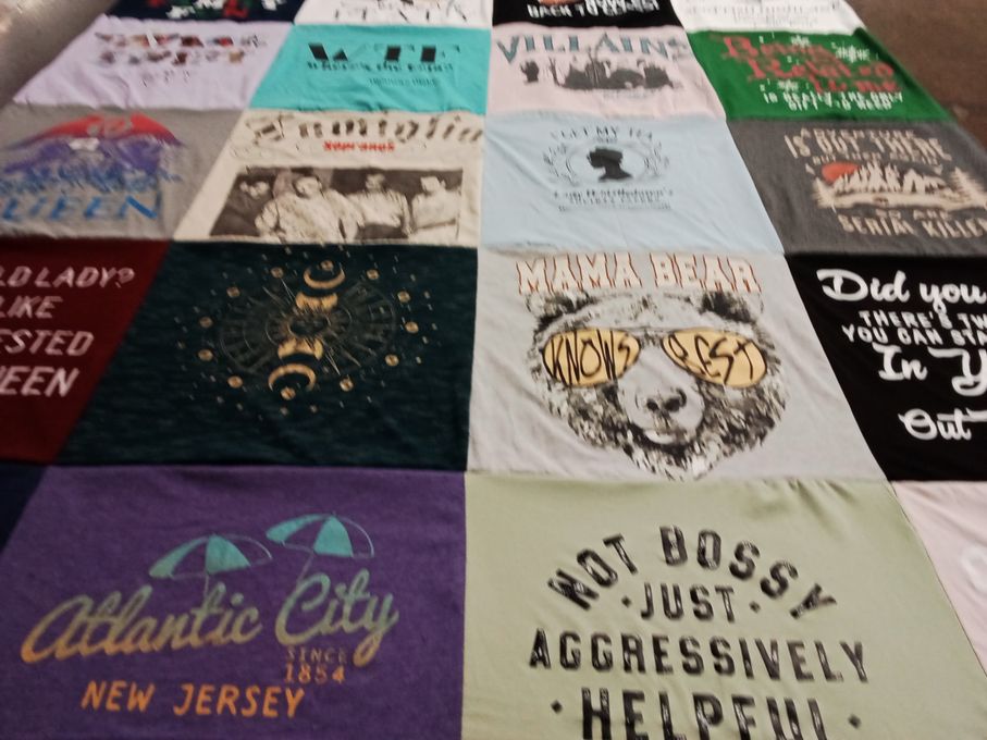 T-shirt quilt with family, humor themes by Cynthia from FL