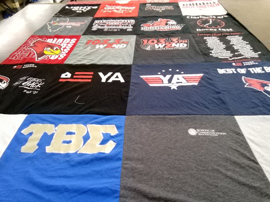 T-shirt quilt featuring redbirds by Caroline from IL