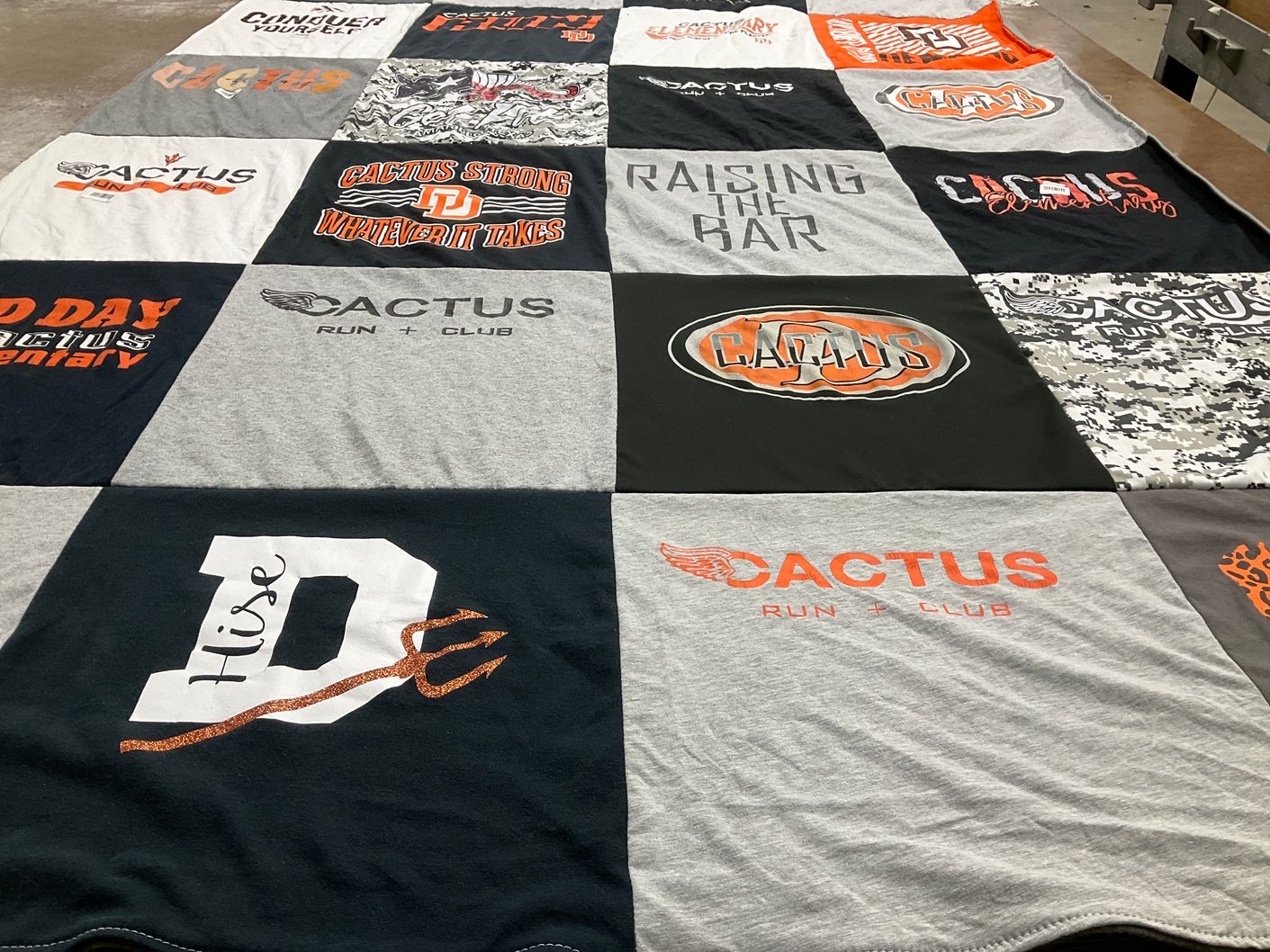 T-shirt quilt from cactus elementary school by Jessica from TX
