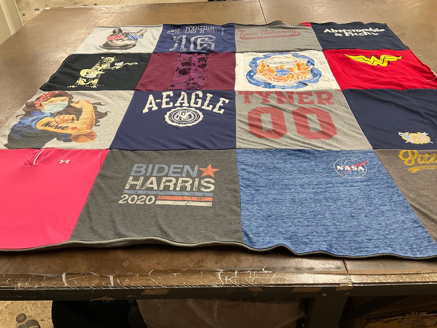 T-shirt quilt from tyner university by Vivian from AZ