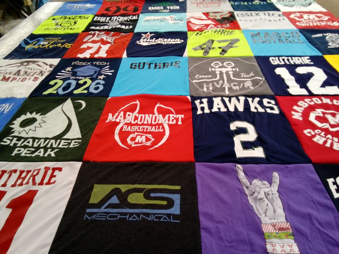 T-shirt quilt featuring masconomet basketball, guthrie hawks by Jacqueline from MA