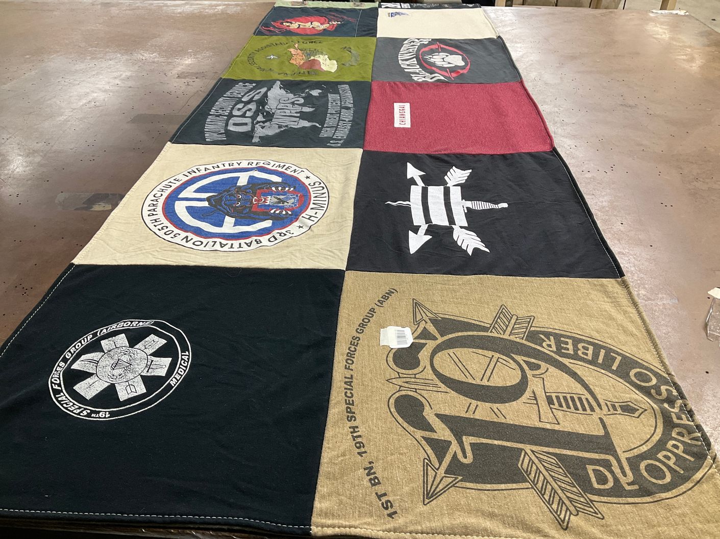 T-shirt quilt with military, history themes by Colin from ID