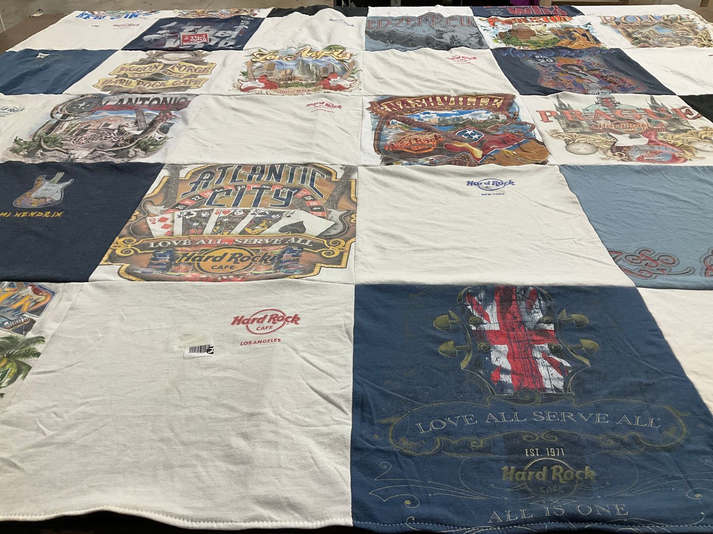 T-shirt quilt with music, travel themes by Thomas from SC
