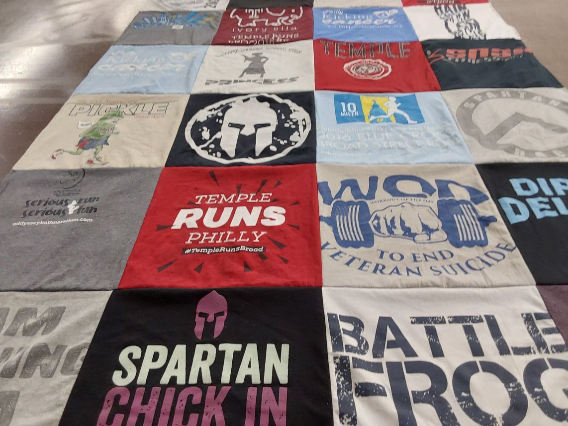 T-shirt quilt from temple university by joanne from PA