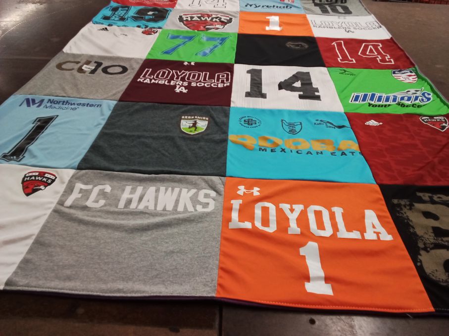 T-shirt quilt featuring fc hawks by Nora from IL