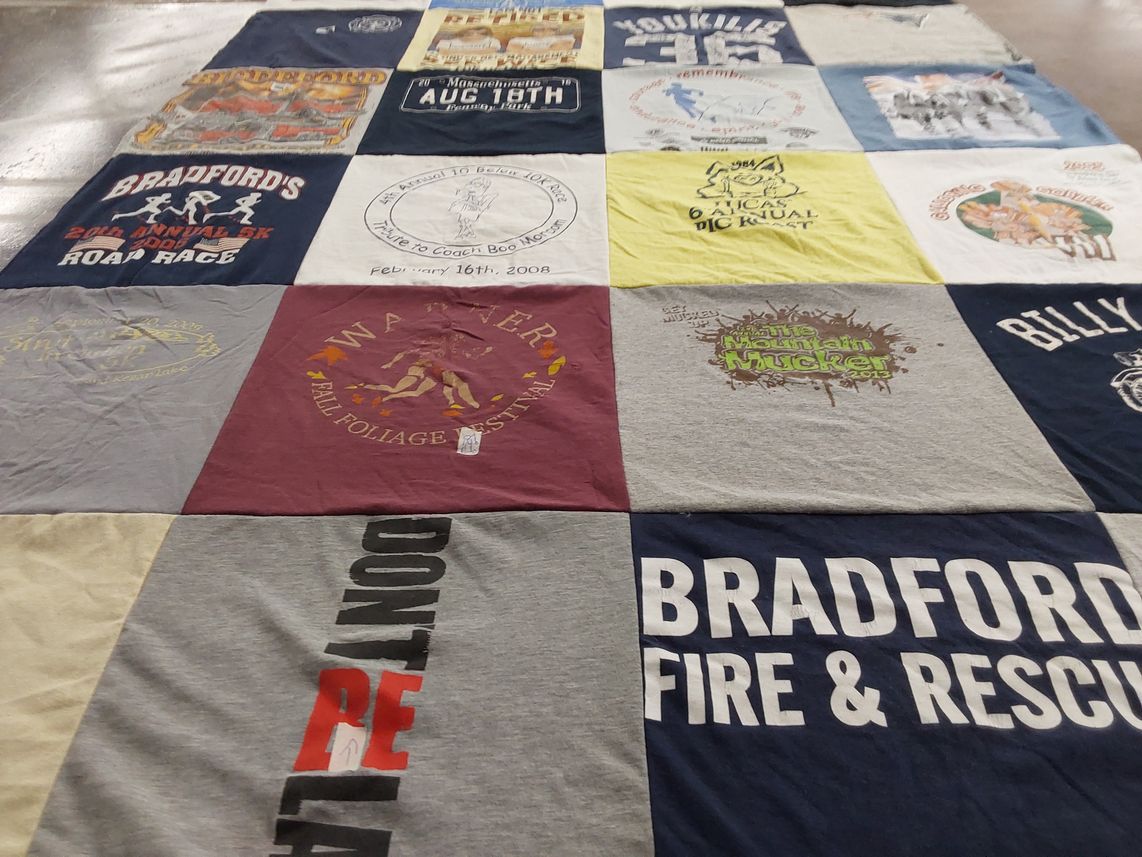 T-shirt quilt with running, festivals themes by Meghan from NH