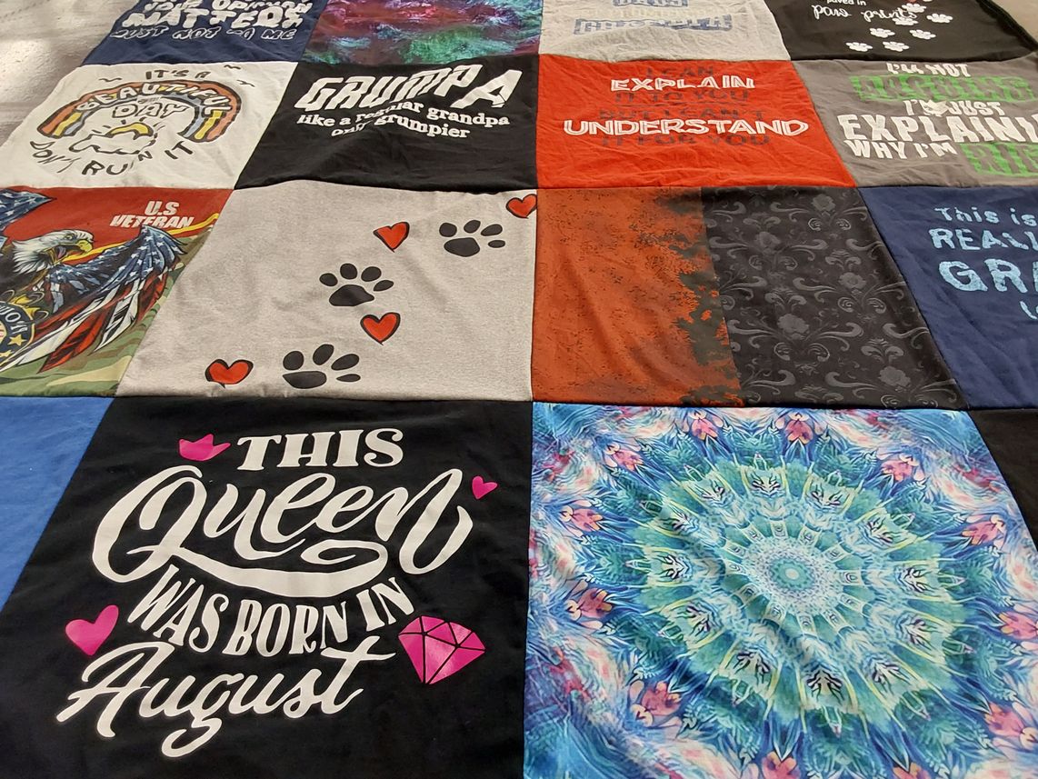 T-shirt quilt with family, pets themes by Shelli from OH