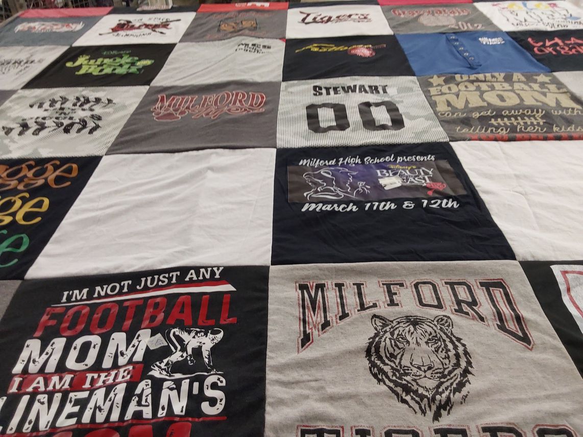 T-shirt quilt featuring milford tigers by Trish from UT