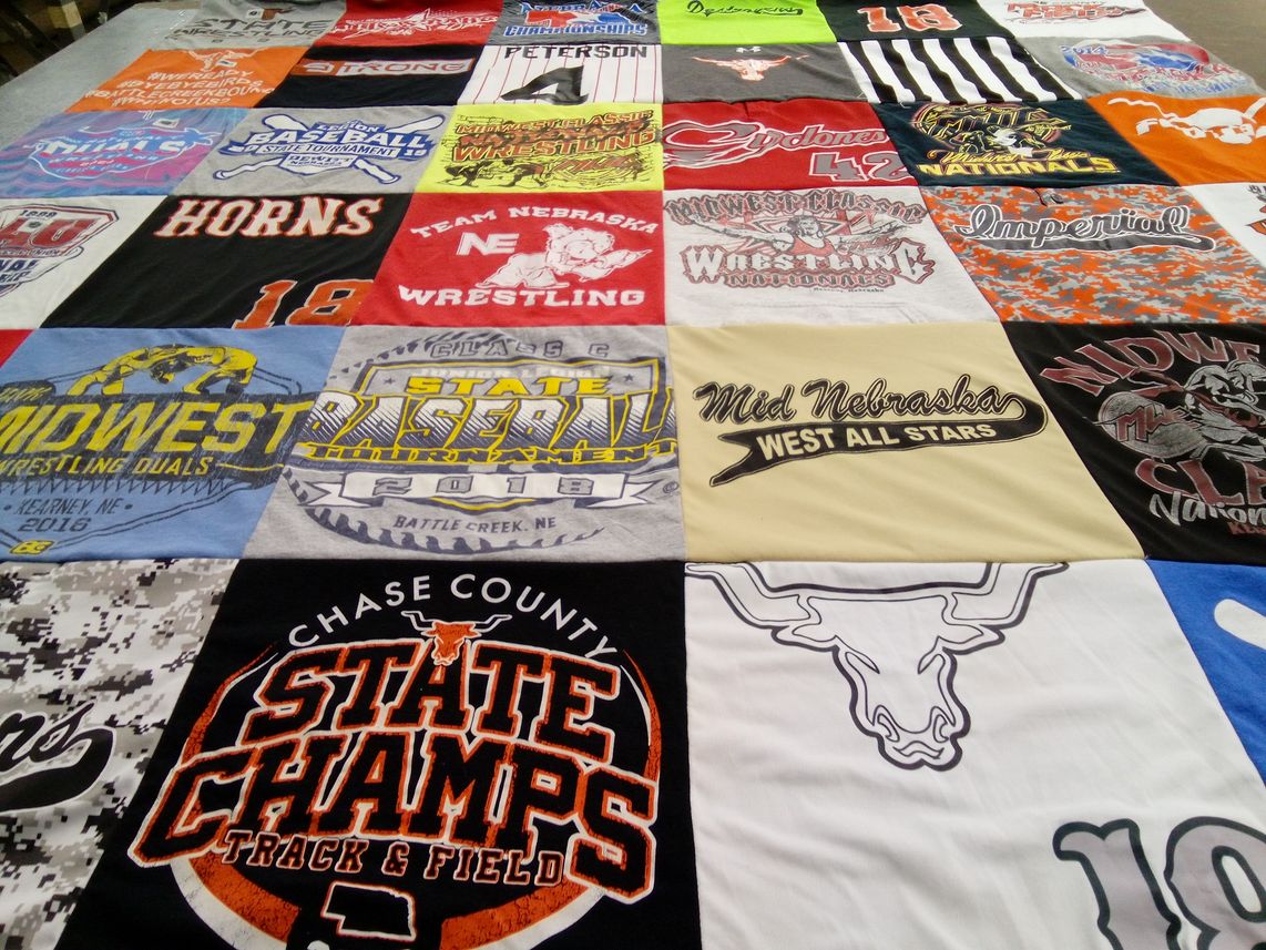 T-shirt quilt featuring mid nebraska west all stars, team nebraska wrestling by Jaret from NE
