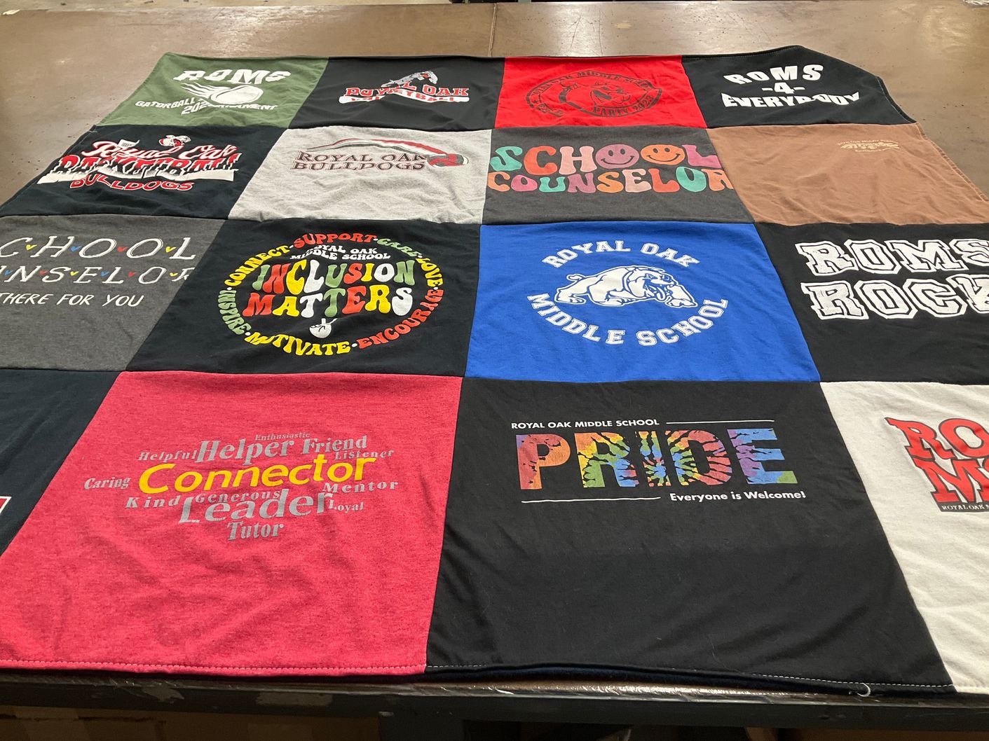 T-shirt quilt featuring royal oak middle school bulldogs by Nanci from MI