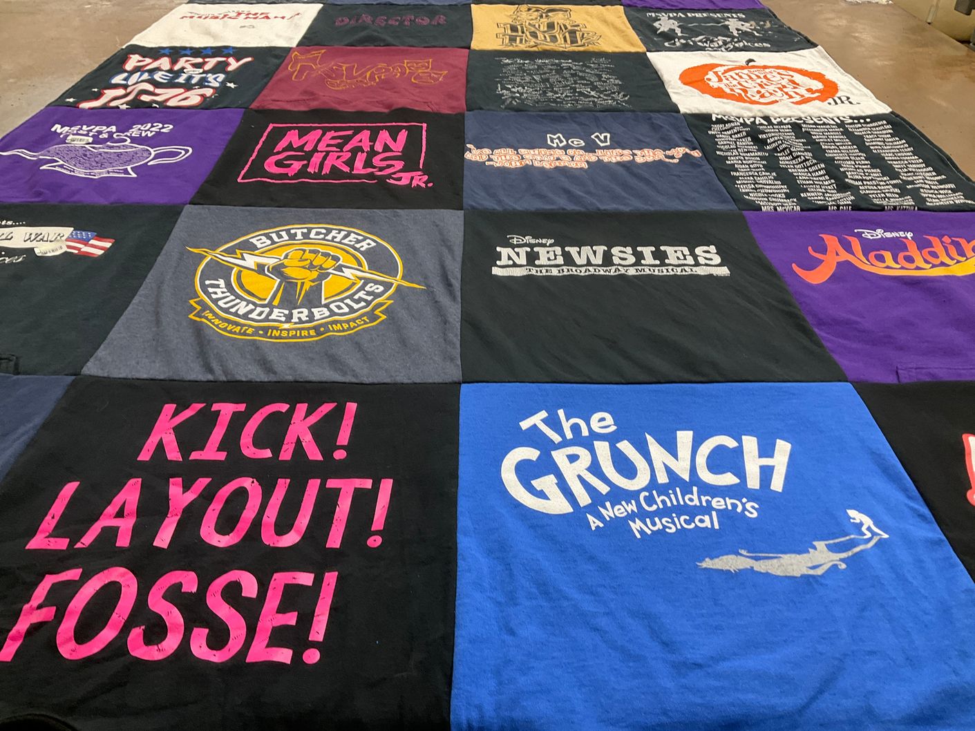 T-shirt quilt featuring butcher thunderbolts by Jennifer from MI