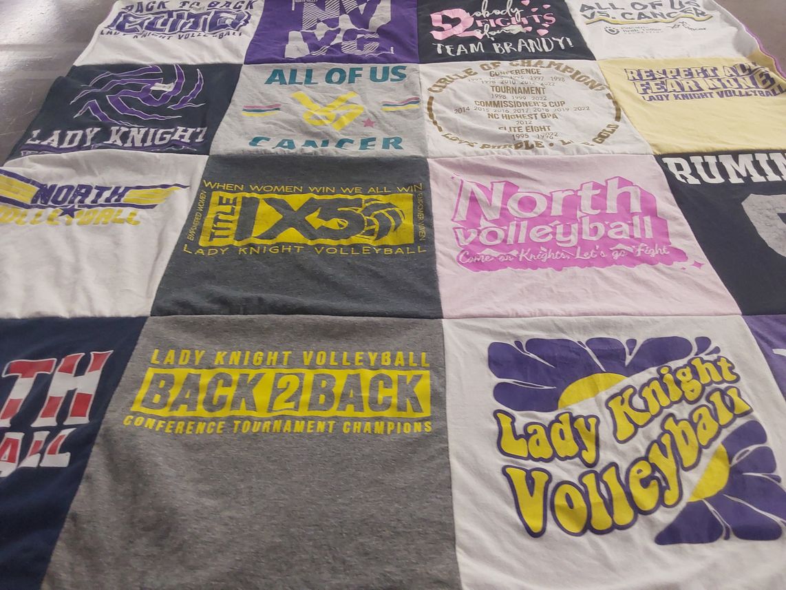 T-shirt quilt featuring lady knight volleyball by Jennifer from NC