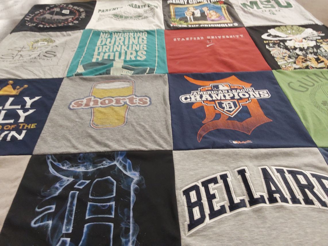 T-shirt quilt featuring detroit tigers by JoAnn from MI